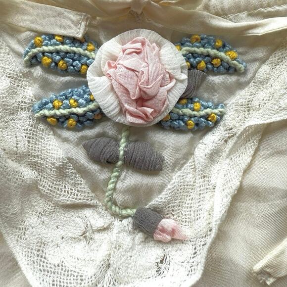 LoveShackFancy NWT Myrna Tiered Mini Antique Ivory Silk Slip Dress size Large - Picture 13 of 15